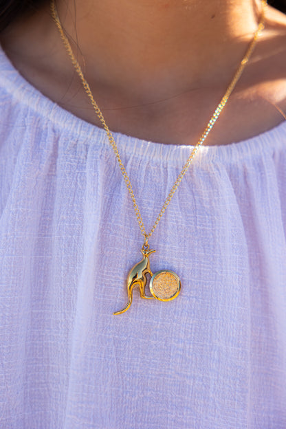 Kangaroo Gold Leaf Pendant