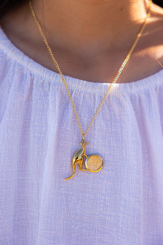 Kangaroo Gold Leaf Pendant