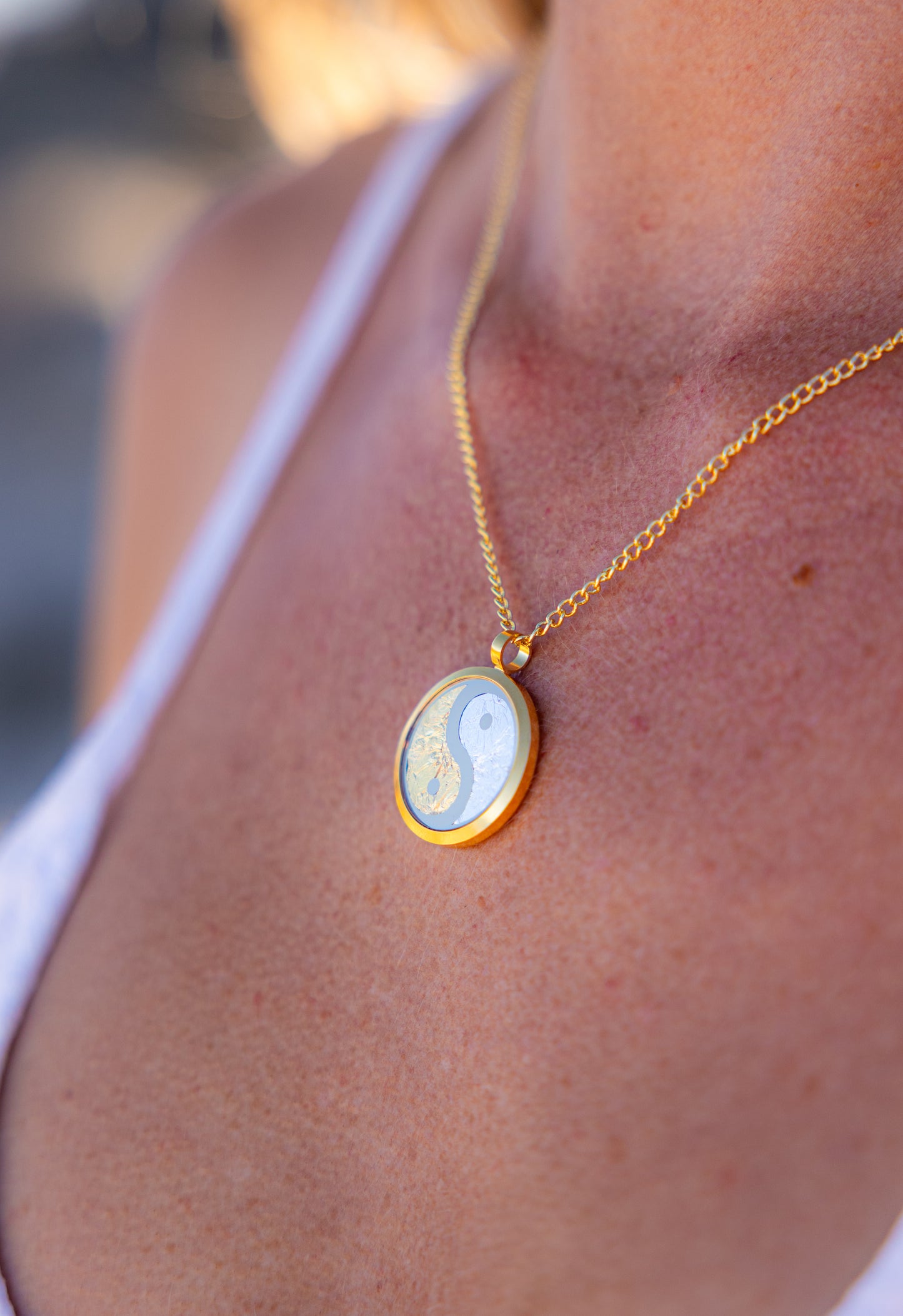 Yin Yang Large Gold Leaf Pendant