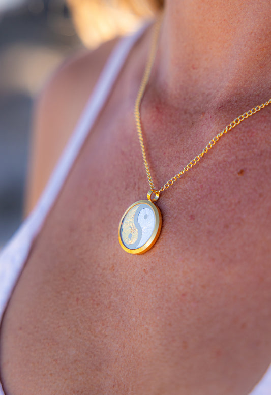 Yin Yang Large Gold Leaf Pendant