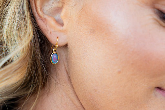 Zara Gold Opal Earrings
