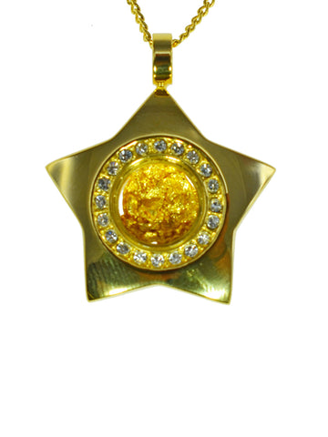 Gold Glass Pendant Diamente Star