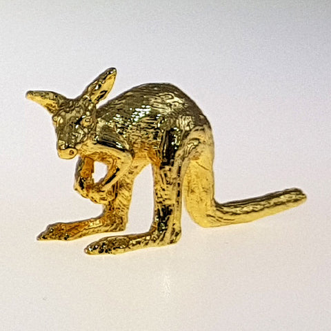 Gold Plated Figurine - Kangaroo In Pouch