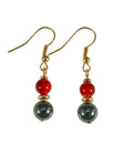 Iron Ore with Red Bead Earrings