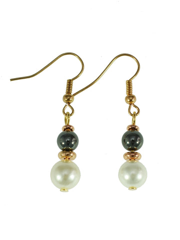 Iron Ore with Pearl Earrings