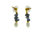 Freshwater Pearl Earrings with Iron Ore chips