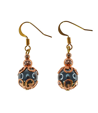 Iron Ore Earrings with Rose Gold Details