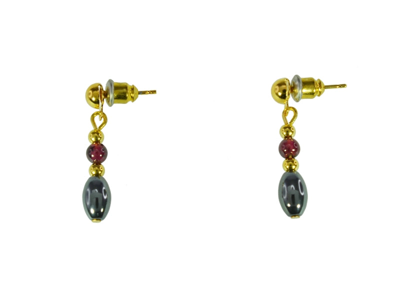 Iron Ore Garnet Earring
