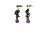 Iron Ore Chip And Amethyst Earring