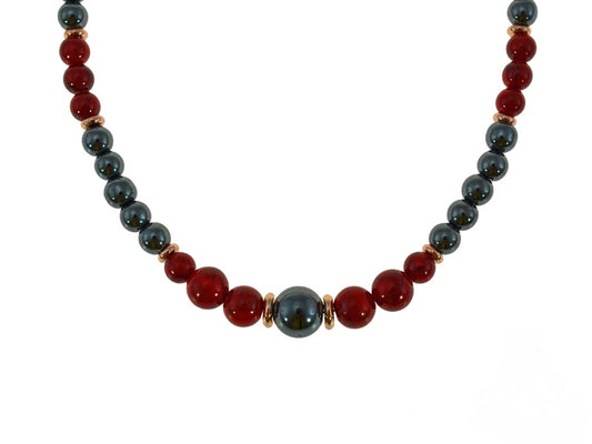 Iron Ore Necklace with Red Beads