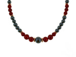 Iron Ore Necklace with Red Beads