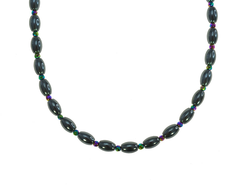IRON ORE LGE RICE BEAD NECKLACE