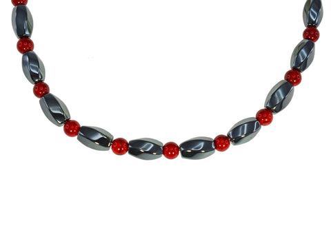 Iron ore Twist with Red Beads