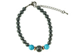 Iron Ore Bracelet with Blue Beads