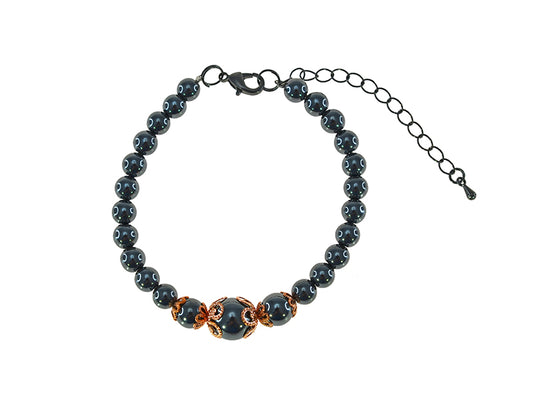 Iron Ore Bracelet with Rose Gold Details