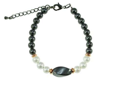Iron Ore Twist Bracelet with Pearls