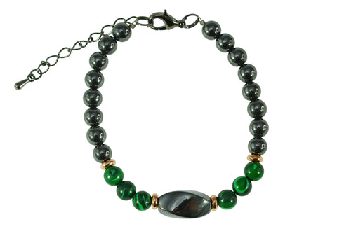 Iron Ore Twist Bracelet with Green Beads