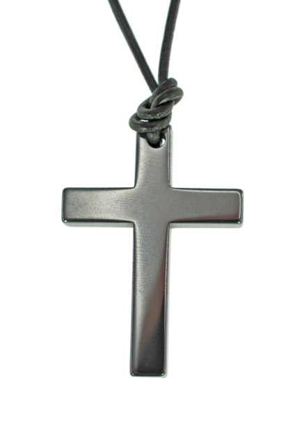 IRON ORE CROSS ON LEATHER