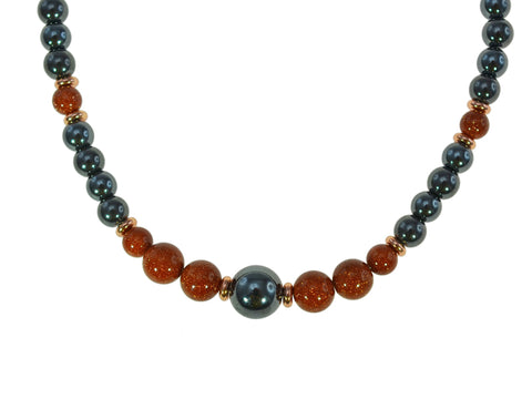 Magnetic Iron Ore Necklace with Gold Sandstone