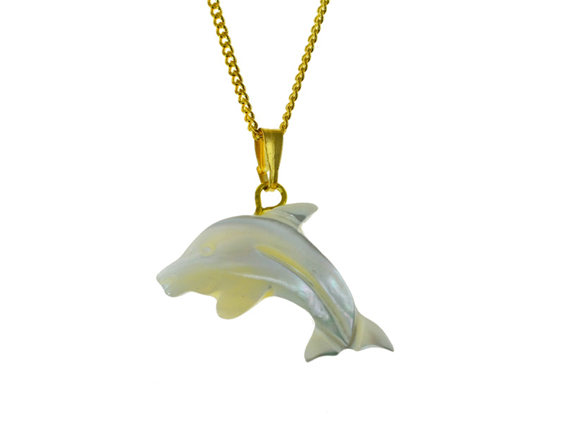 Mother of Pearl Dolphin On Chain Gold – Vanessa Australia